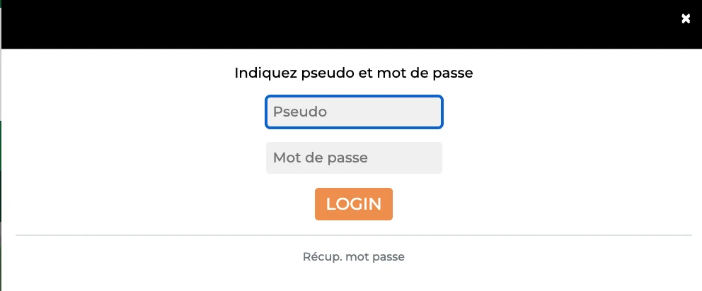 Écran de connexion Sportcash sur un appareil mobile